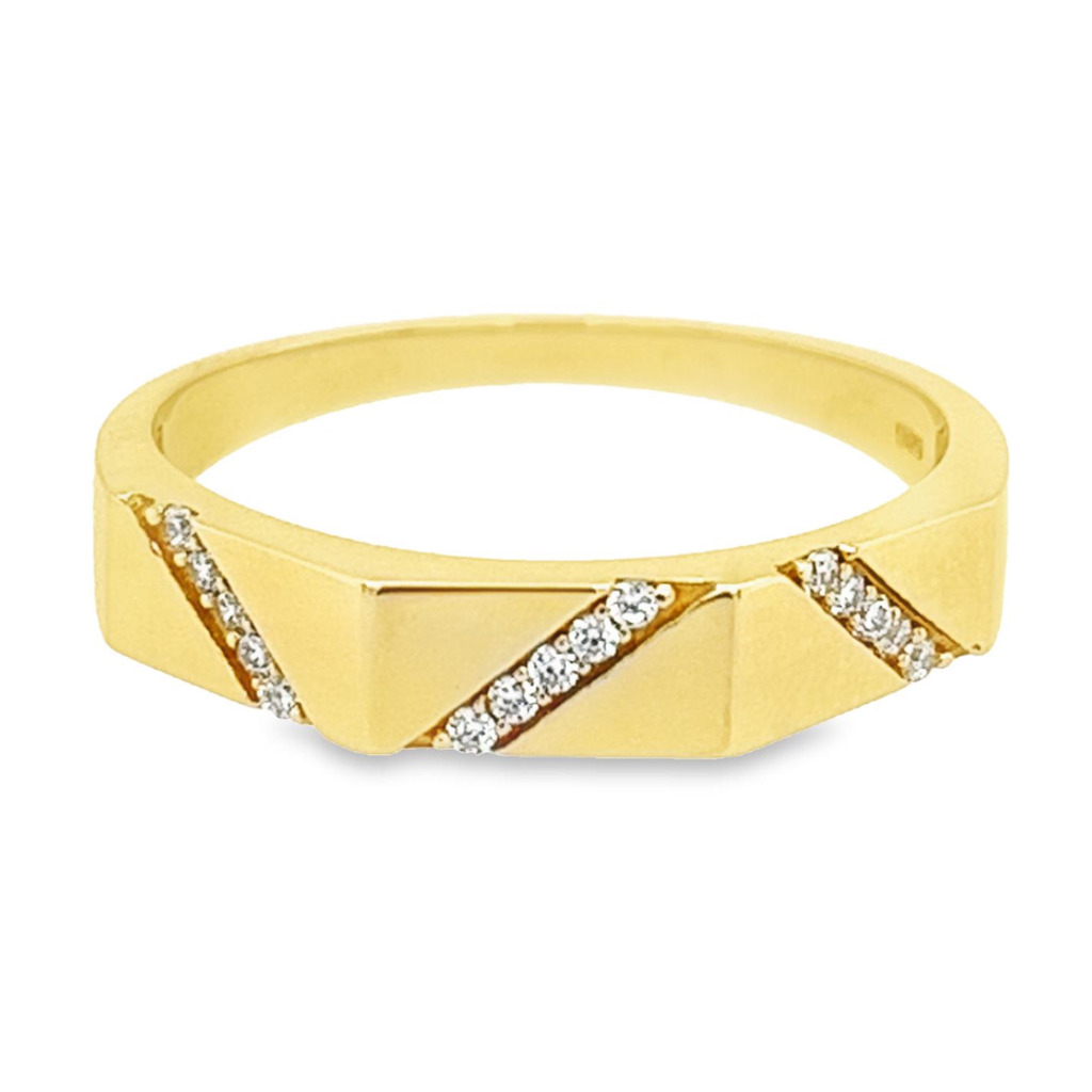 Yellow gold ring Fantasy with zirconia stones