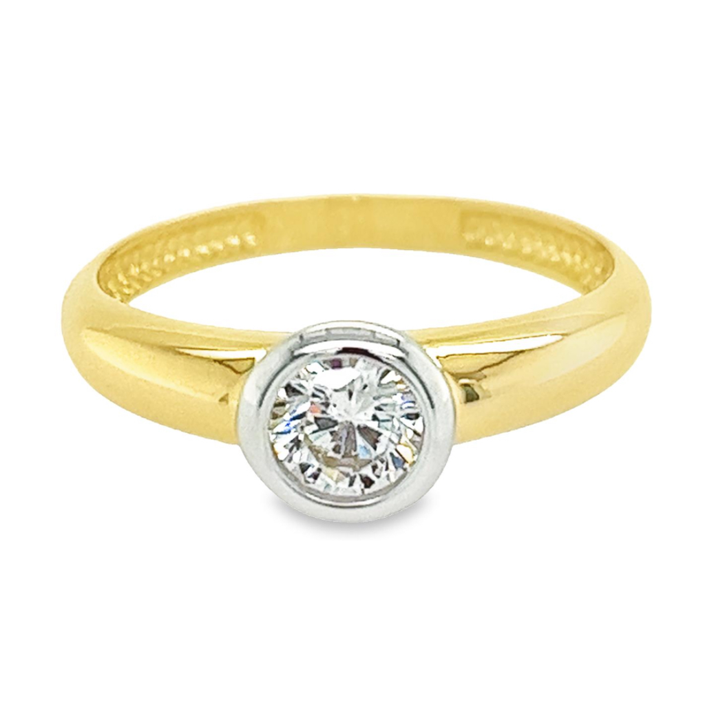 Geelgouden ring met Zirkonia steen