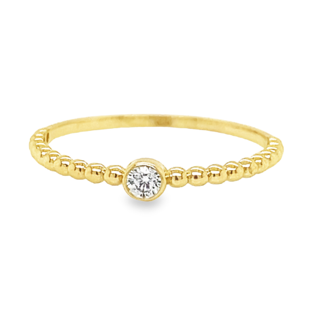 Geelgouden (aanschuif)ring met Zirkonia Solitair