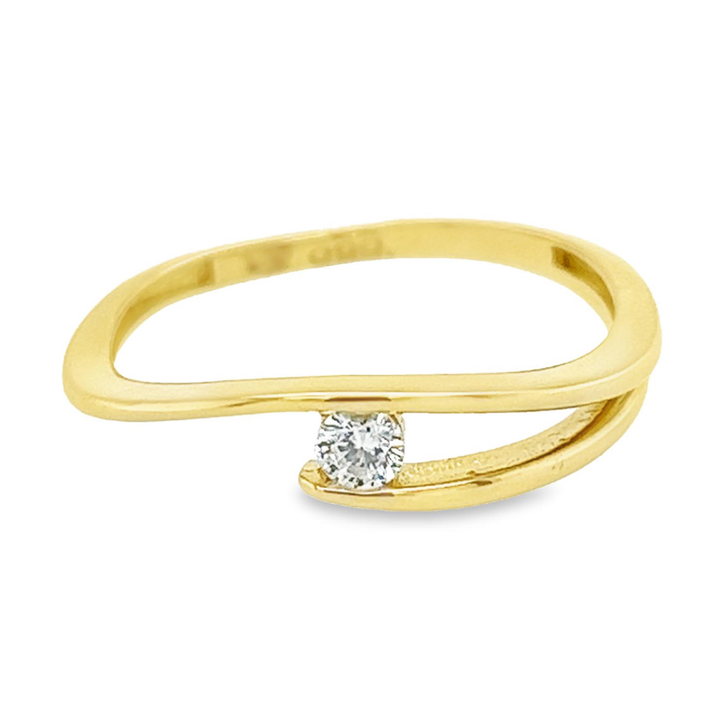 Yellow gold ring Fantasy with Zirconia stone