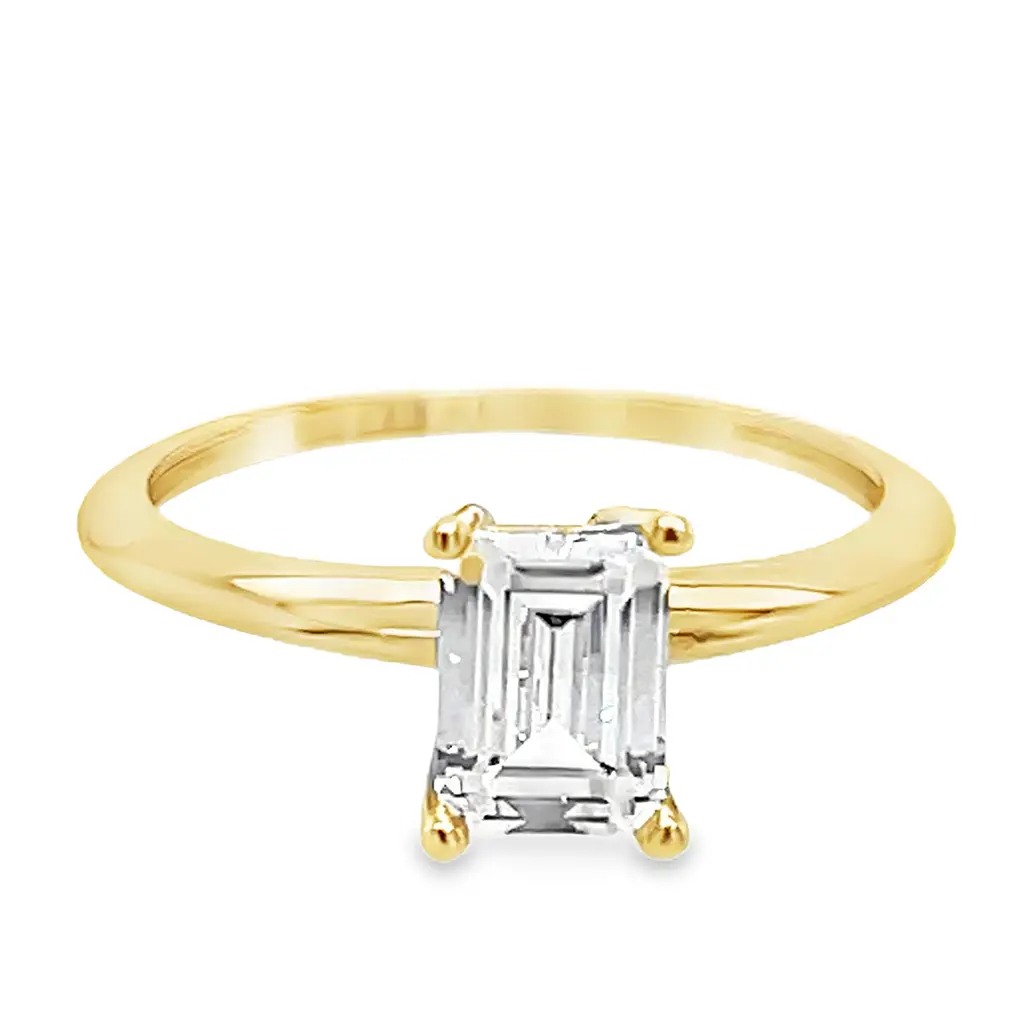 Geelgouden ring met Zirkonia Baguette
