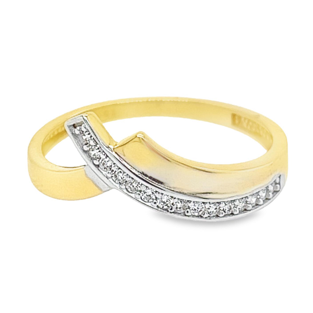 Bicolor gouden ring Fantasie met Zirkonia stenen
