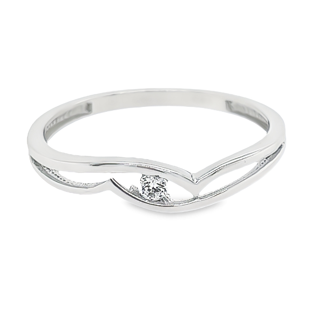 Witgouden ring Fantasie met Zirkonia steen