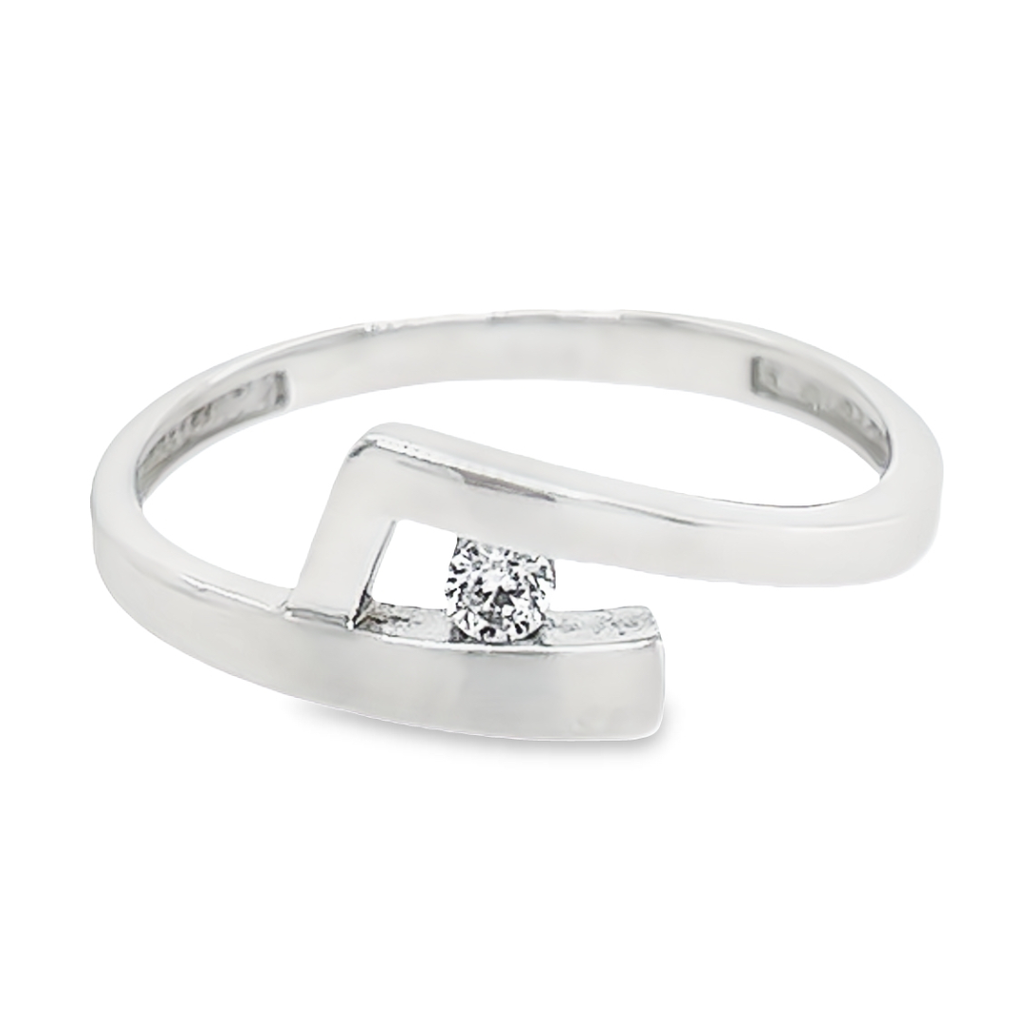 Witgouden ring Mat/ Glans met Zirkonia steen