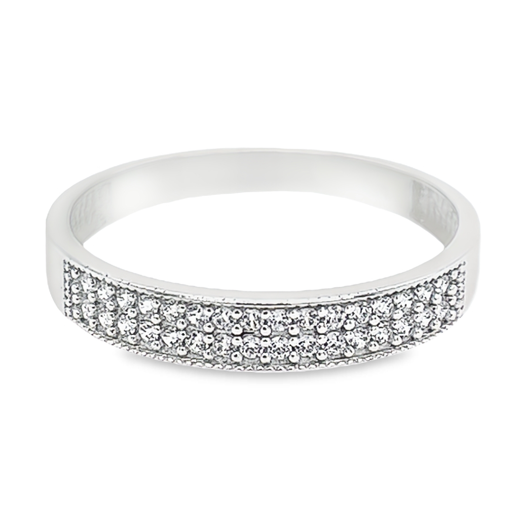 White gold row ring with Zirconia stones