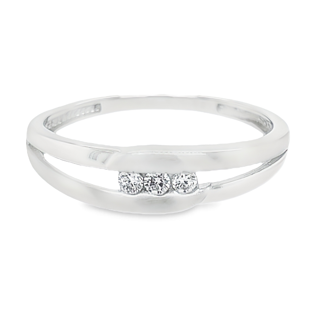 Witgouden ring Mat/Glans met Zirkonia stenen