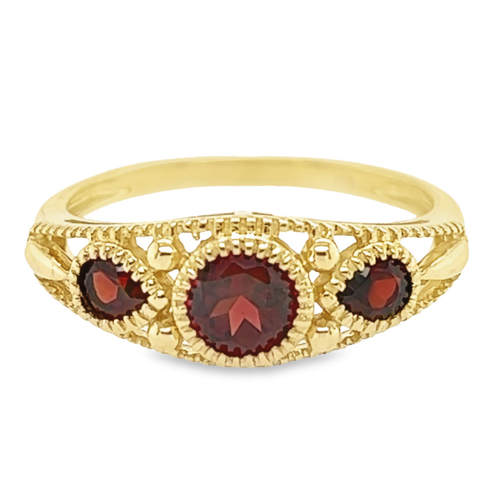 [GRE1519-52] Geelgouden ring met Granaat (16,5 / 52)