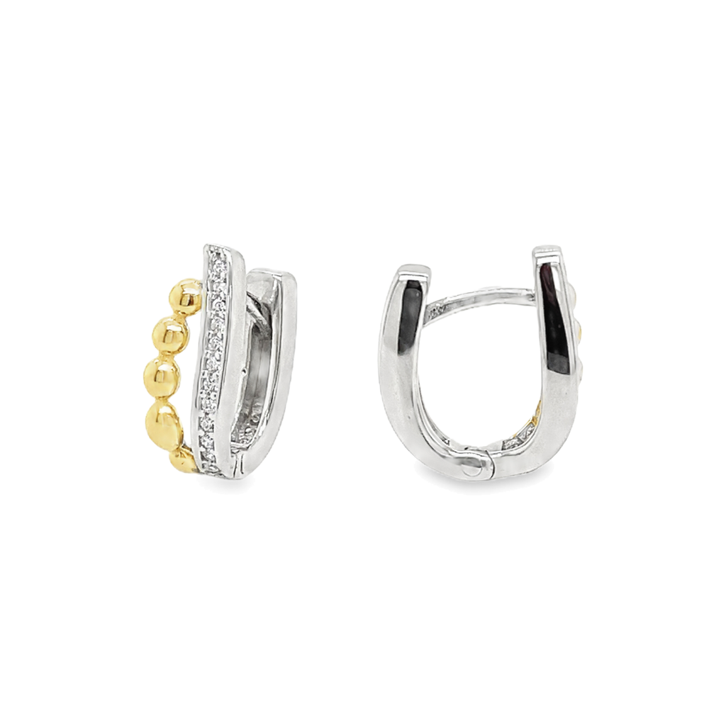 Bicolor silver earrings Fantasy with row Zirconia