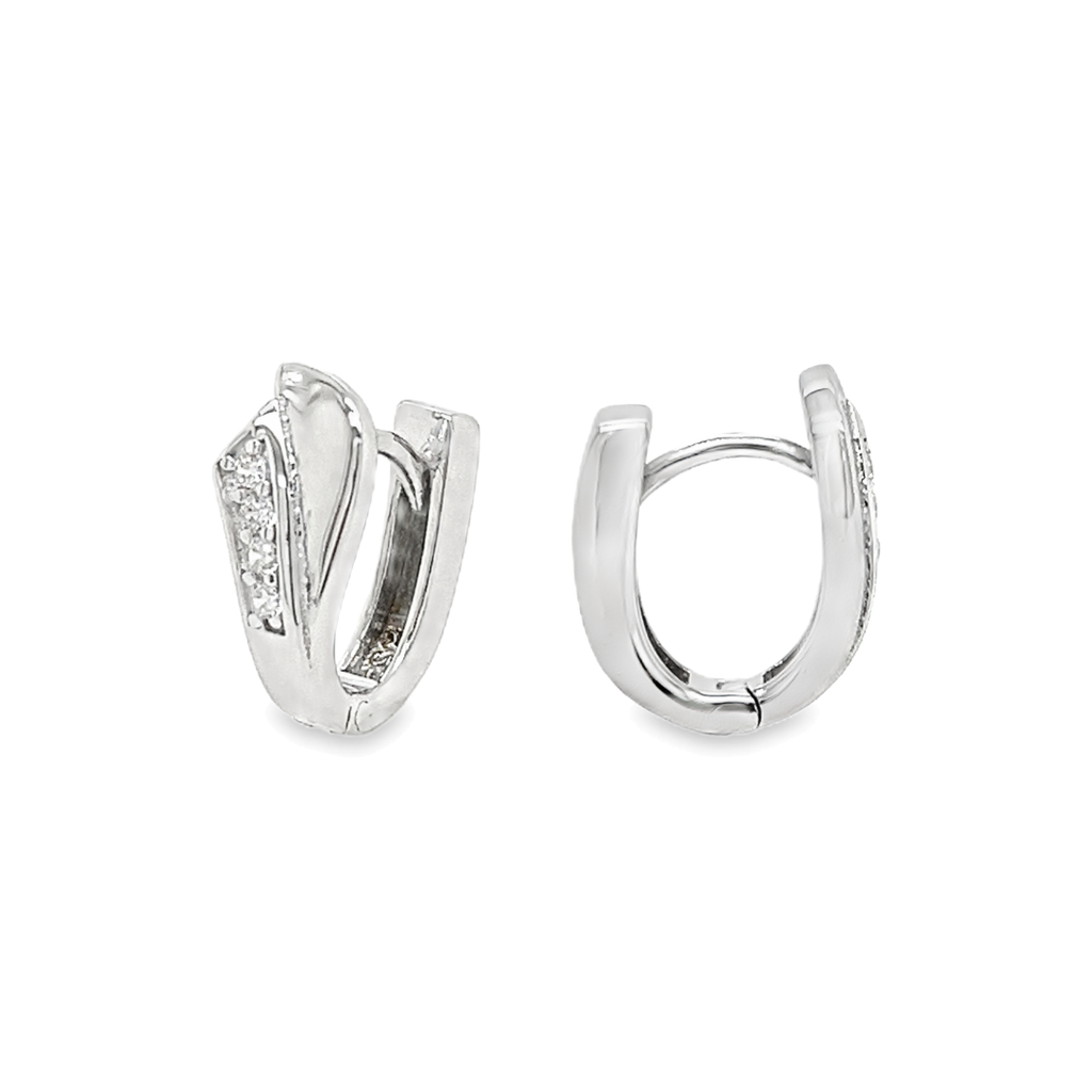 Silver hinged earrings with Zirconia rhodium plated