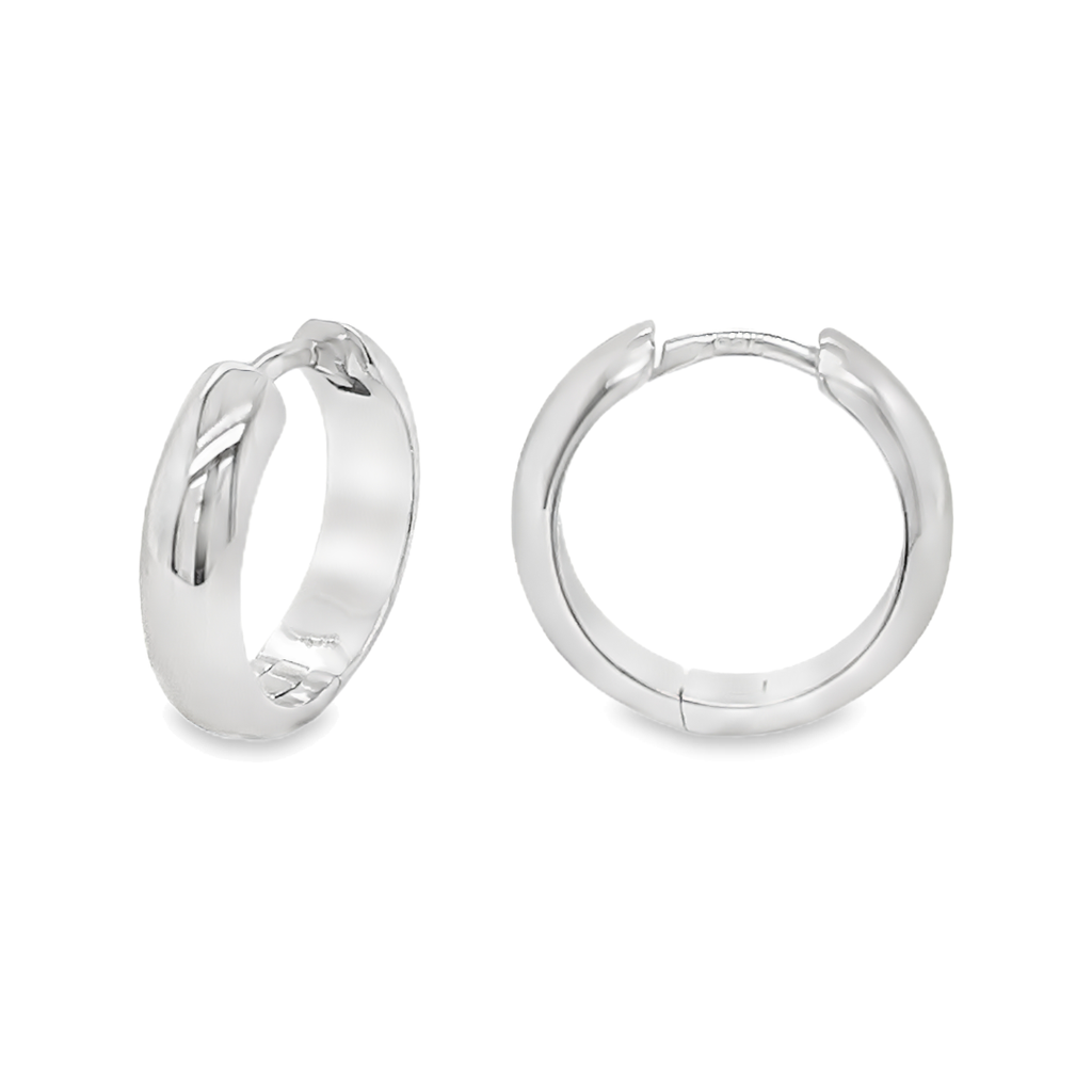 Silver flip earrings ball smooth rhodium plated 17x4.25mm