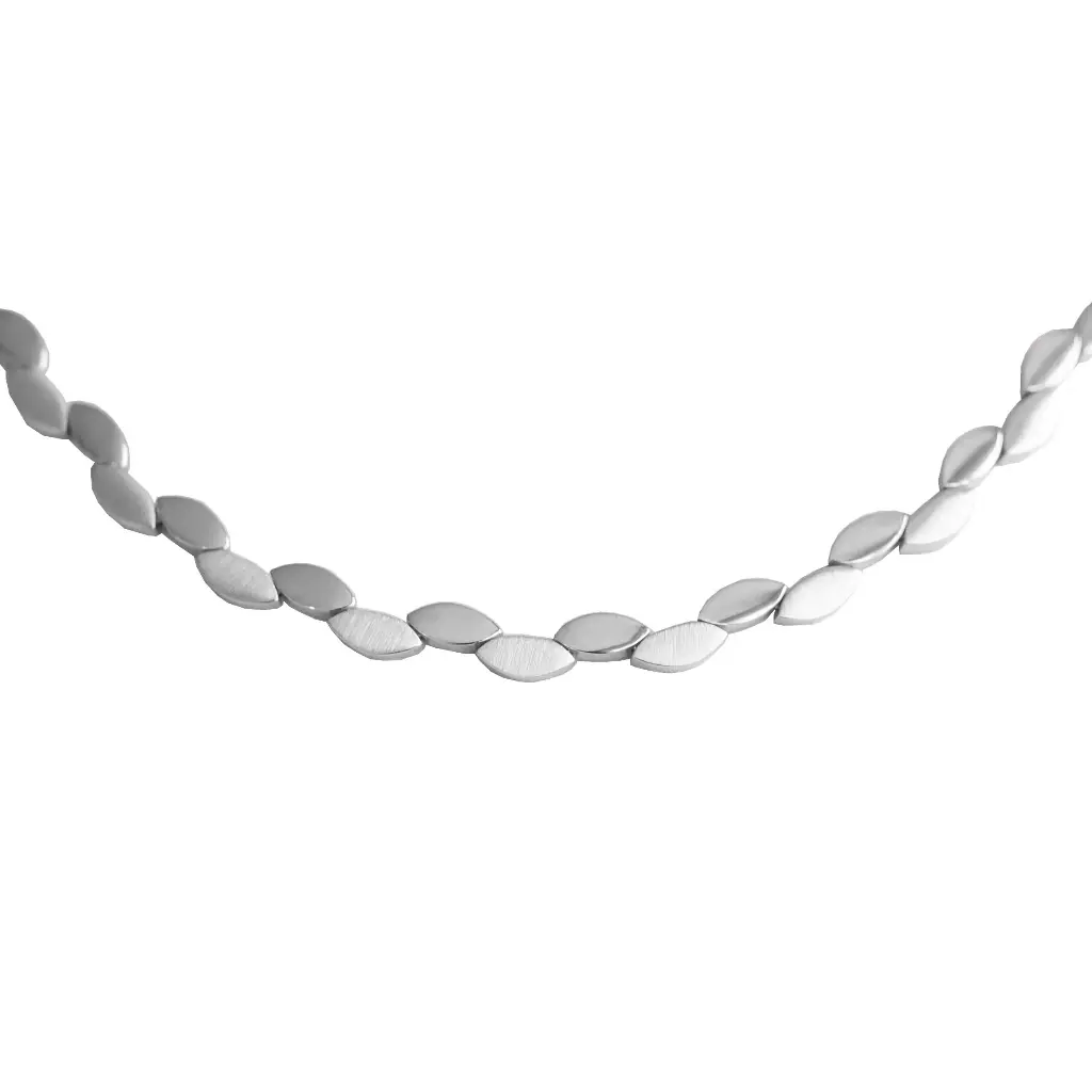 [ZC2249] Silver necklace matte/ gloss rhodium plated