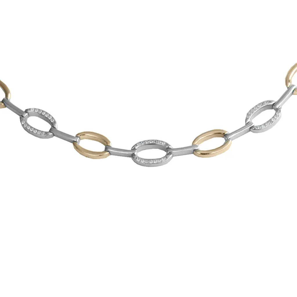 Bicolor zilveren collier met Zirkonia