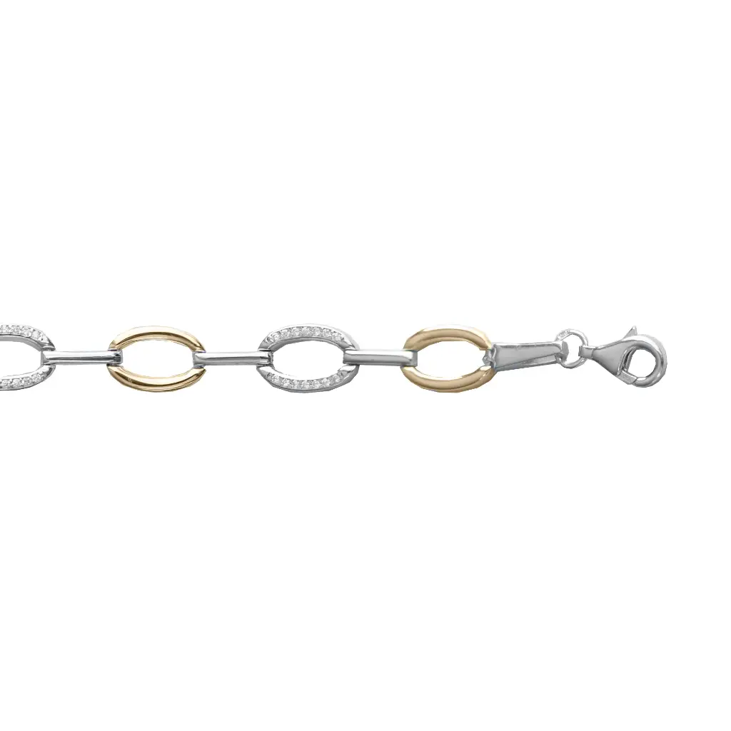 Bicolor zilveren armband met Zirkonia