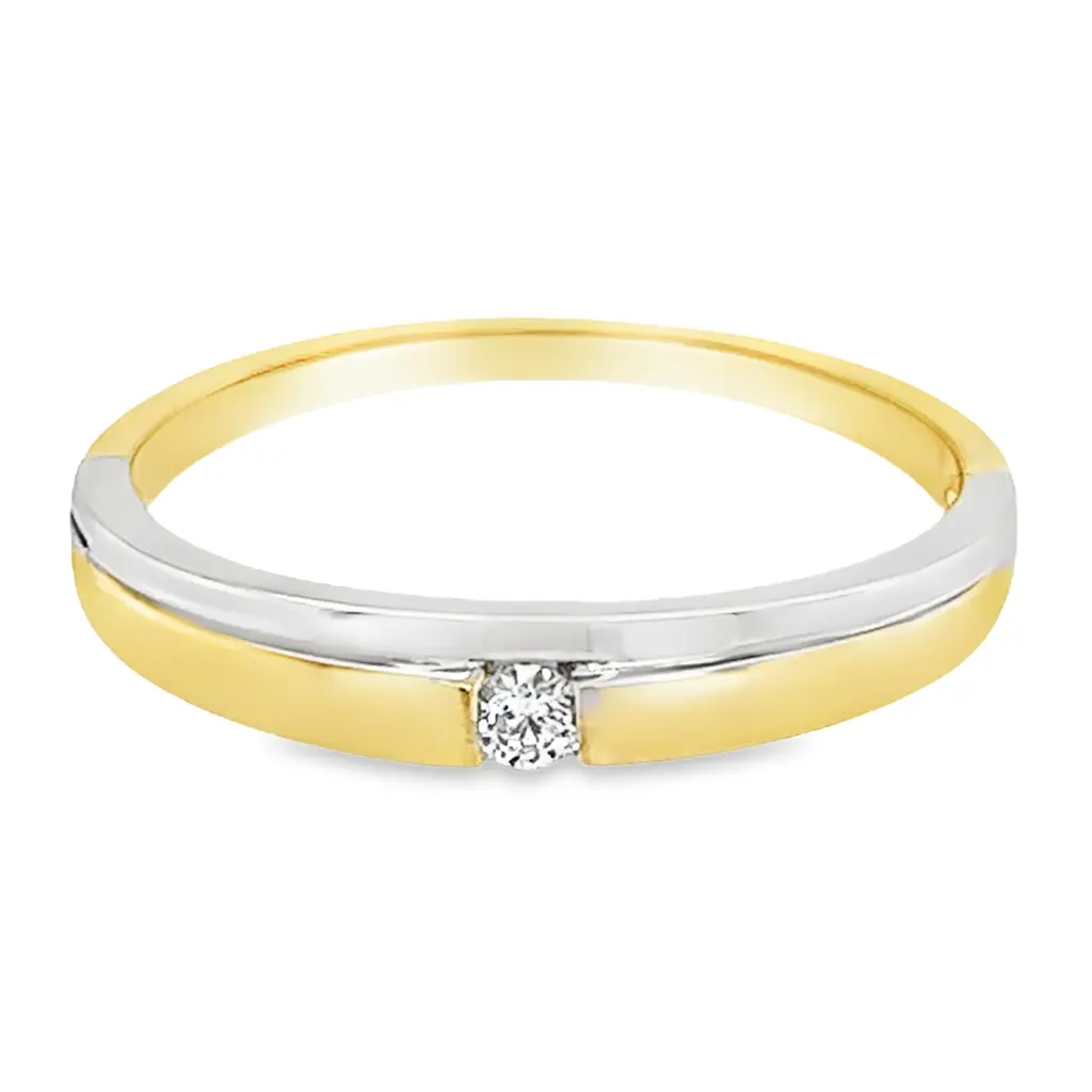 Bicolor gold ring with diamond 0.05 carats
