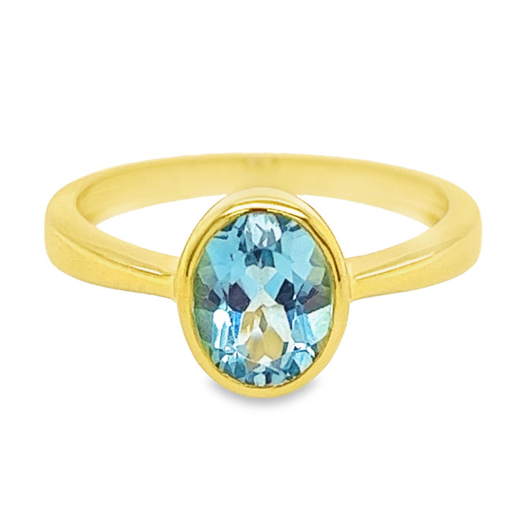 Geelgouden ring met Blauwe Topaas