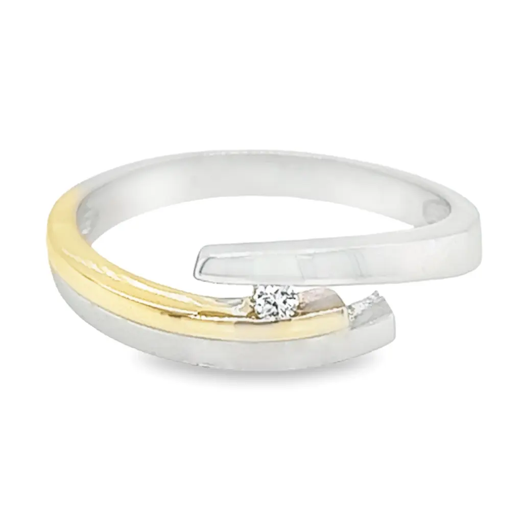 Bicolor gouden ring met diamant 0,03 karaat TW/SI2