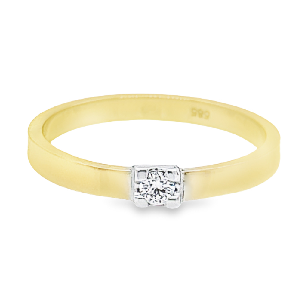 Geelgouden ring met Diamant 0,08 karaat