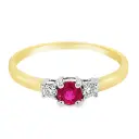 Bicolor gouden ring met 4MM Robijn en Diamant 0.11 karaat