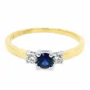 Bicolor gold ring with 4MM Sapphire and Diamond 0.11 carats