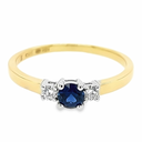 Bicolor gouden ring met 4MM Saffier en Diamant 0.11 karaat