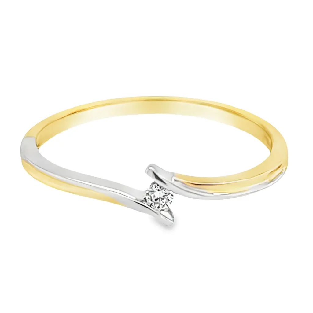 Bicolor gouden ring met Diamant 0,03 karaat
