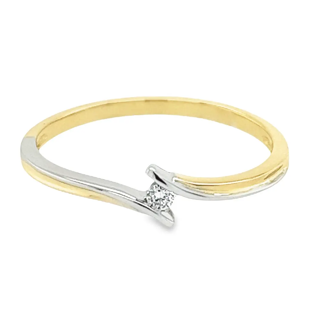 Bicolor gouden ring met Diamant 0,03 karaat