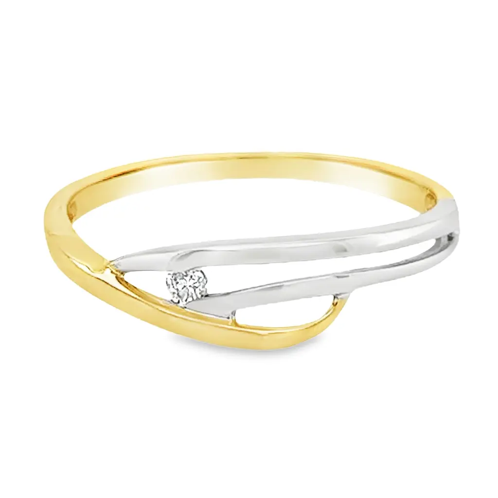 [GRE1536-51] Bicolor gouden ring met Diamant 0,035 karaat (16,25 / 51)
