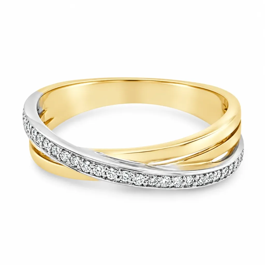 Bicolor gouden ring met 0,12ct Diamant