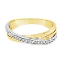 Bicolor gold ring with diamond 0.12 carats