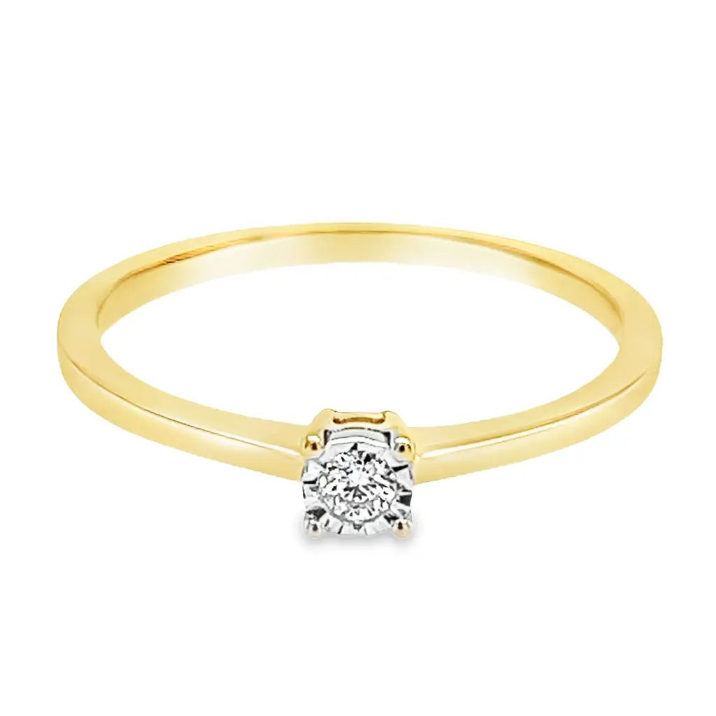[GRE1545-52] Yellow Gold Illusion Solitaire with Diamond 0.05 carats (16,5 / 52)