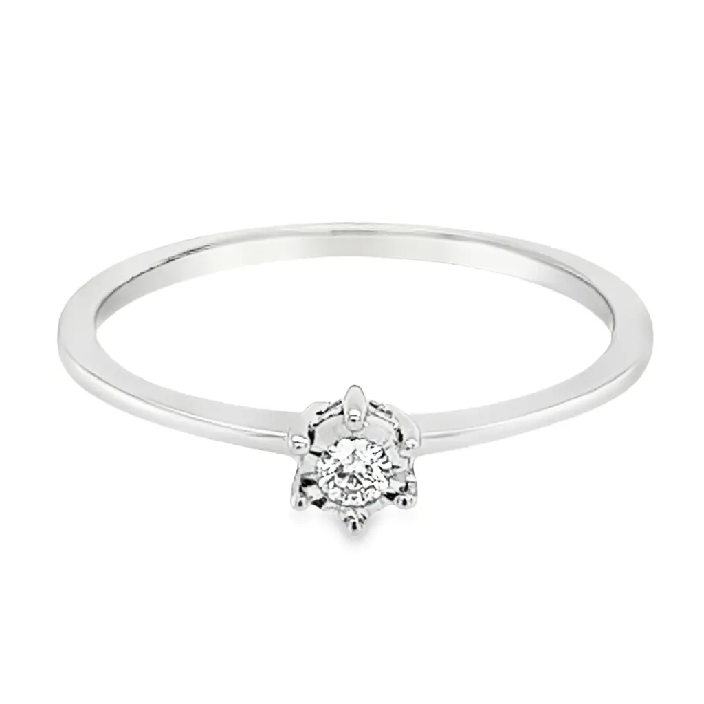 [WRE1542-52] Witgouden Illusie Solitair met 0,05ct Diamant (16,5 / 52)