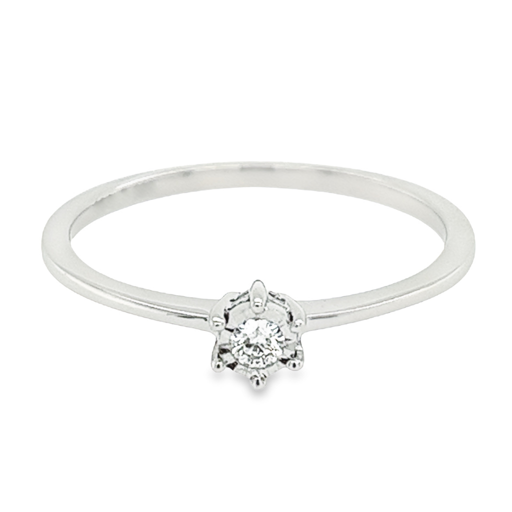 Witgouden Illusie Solitair met Diamant 0,05 karaat