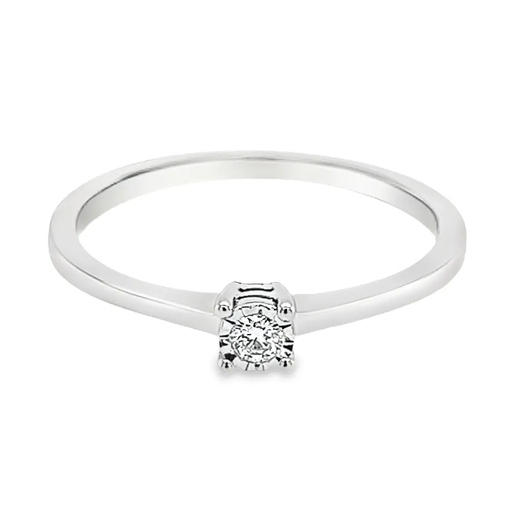 White Gold Illusion Solitaire with Diamond 0.05 carats