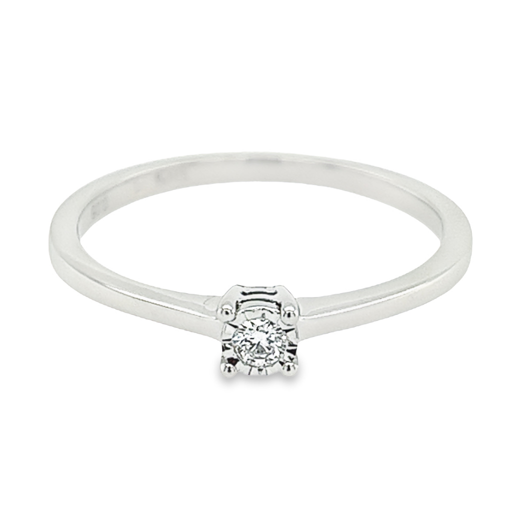 Witgouden Illusie Solitair met Diamant 0,05 karaat