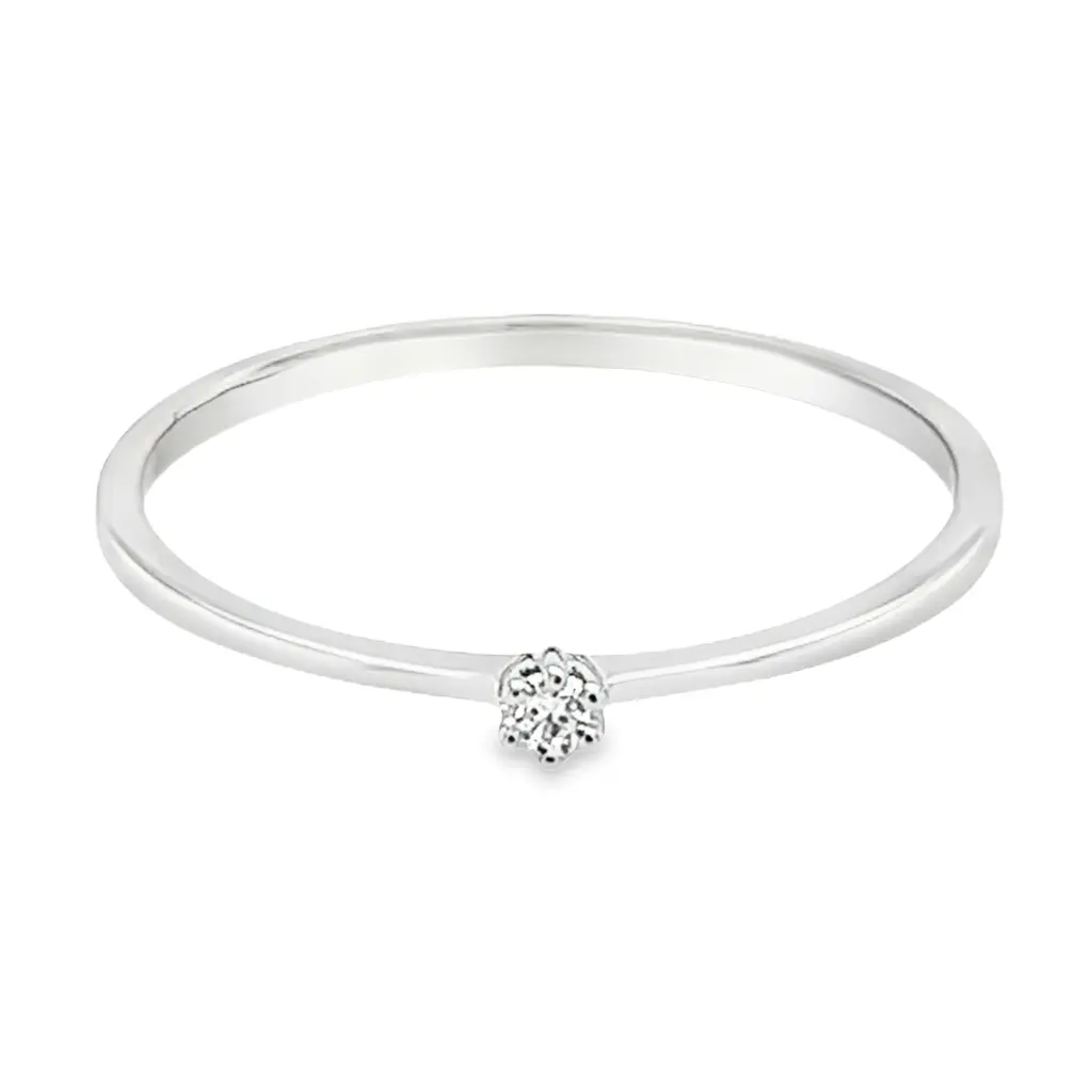 [WRE1547-52] Witgouden Solitairring met 0,03ct Diamant (16,5 / 52)