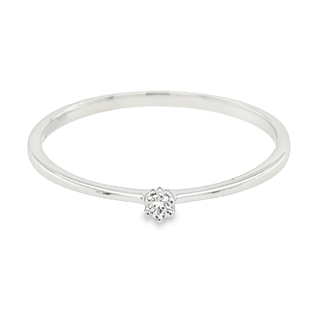 Witgouden Solitairring met Diamant 0,03 karaat