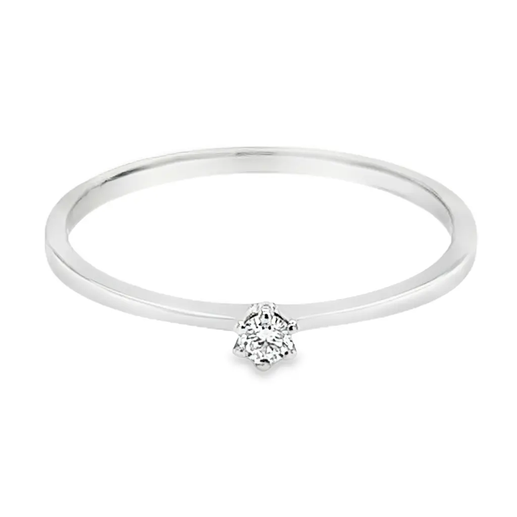 [WRE1549-52] Witgouden Solitairring met 0,05ct Diamant (16,5 / 52)