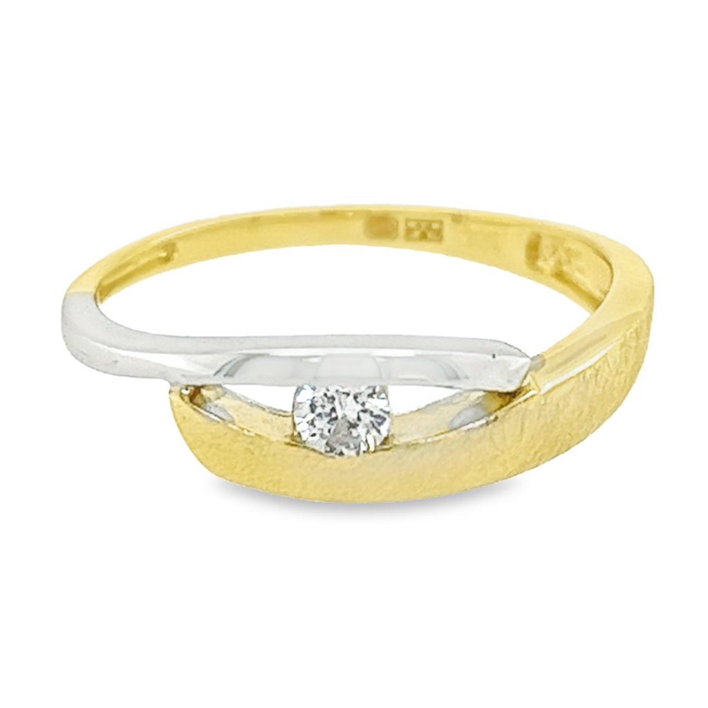 Bicolor gold ring Fantasy with Zirconia stone