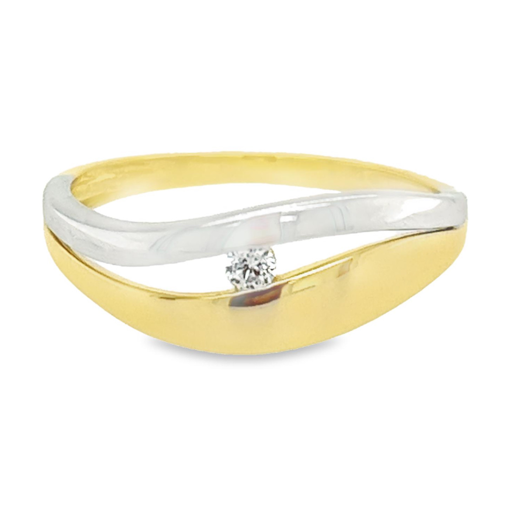 Bicolor gouden ring Fantasie met Zirkonia steen