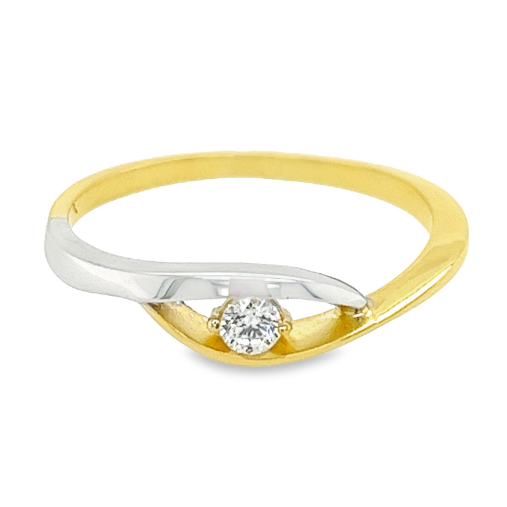 Bicolor gouden ring Fantasie met Zirkonia steen