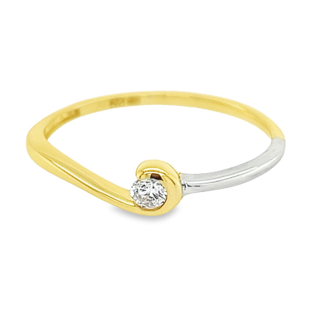 Bicolor gold ring Fantasy with Zirconia stone