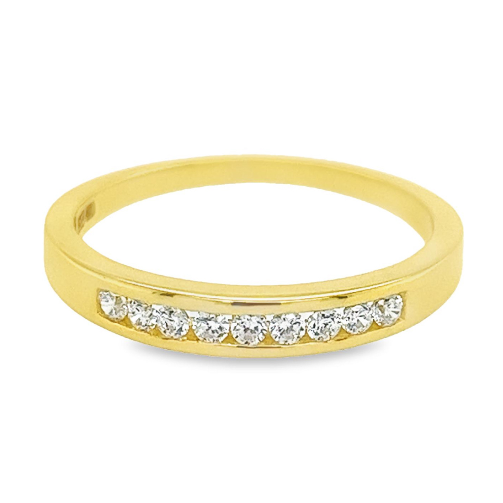 Geelgouden rij ring met Zirkonia stenen