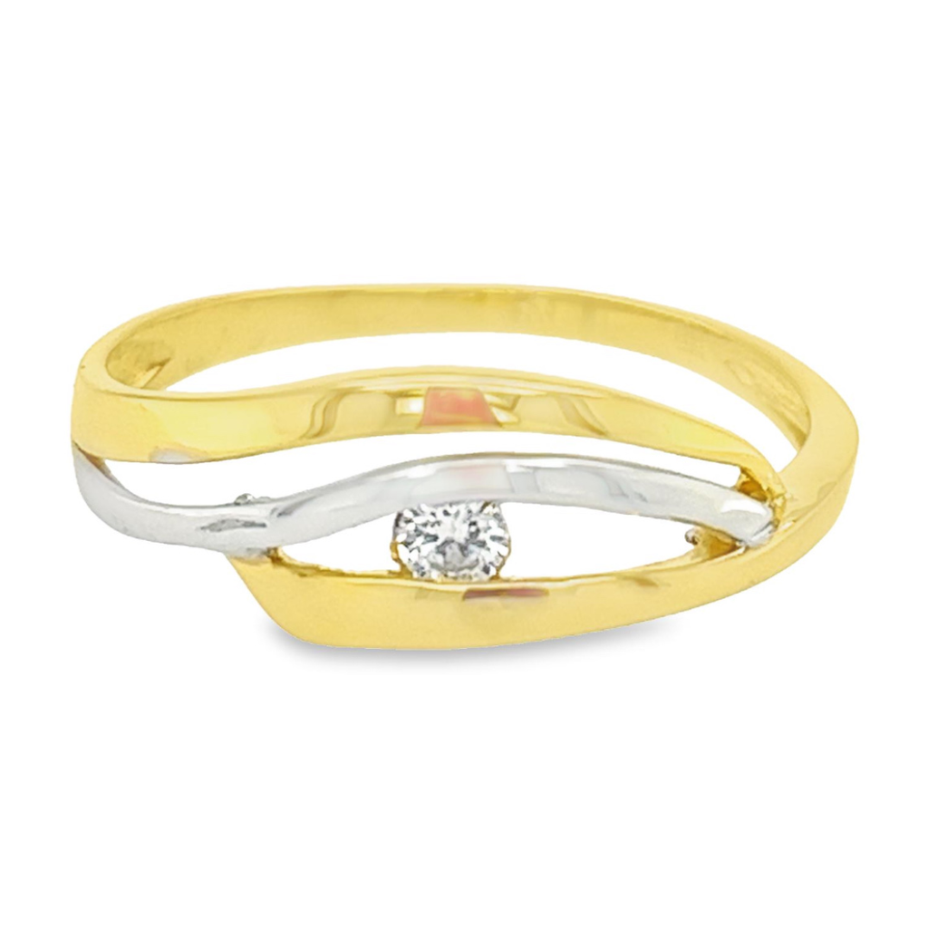 Bicolor gouden ring Fantasie met Zirkonia steen