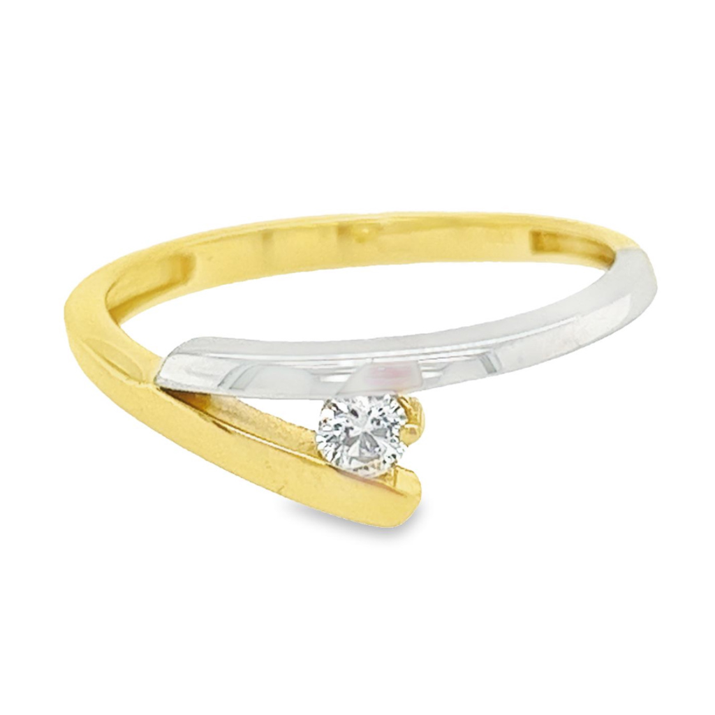 Bicolor gold ring Fantasy with Zirconia stone