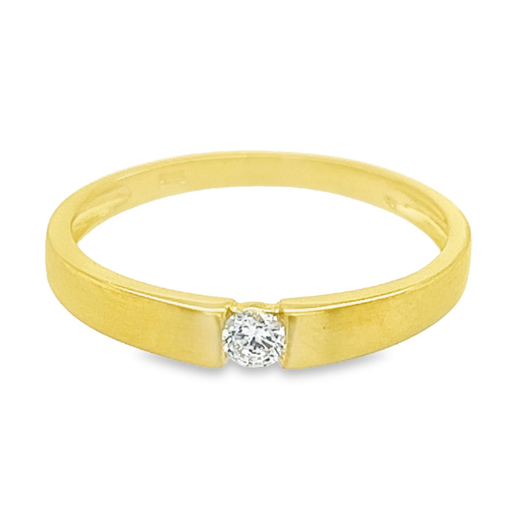 Geelgouden ring met Zirkonia steen