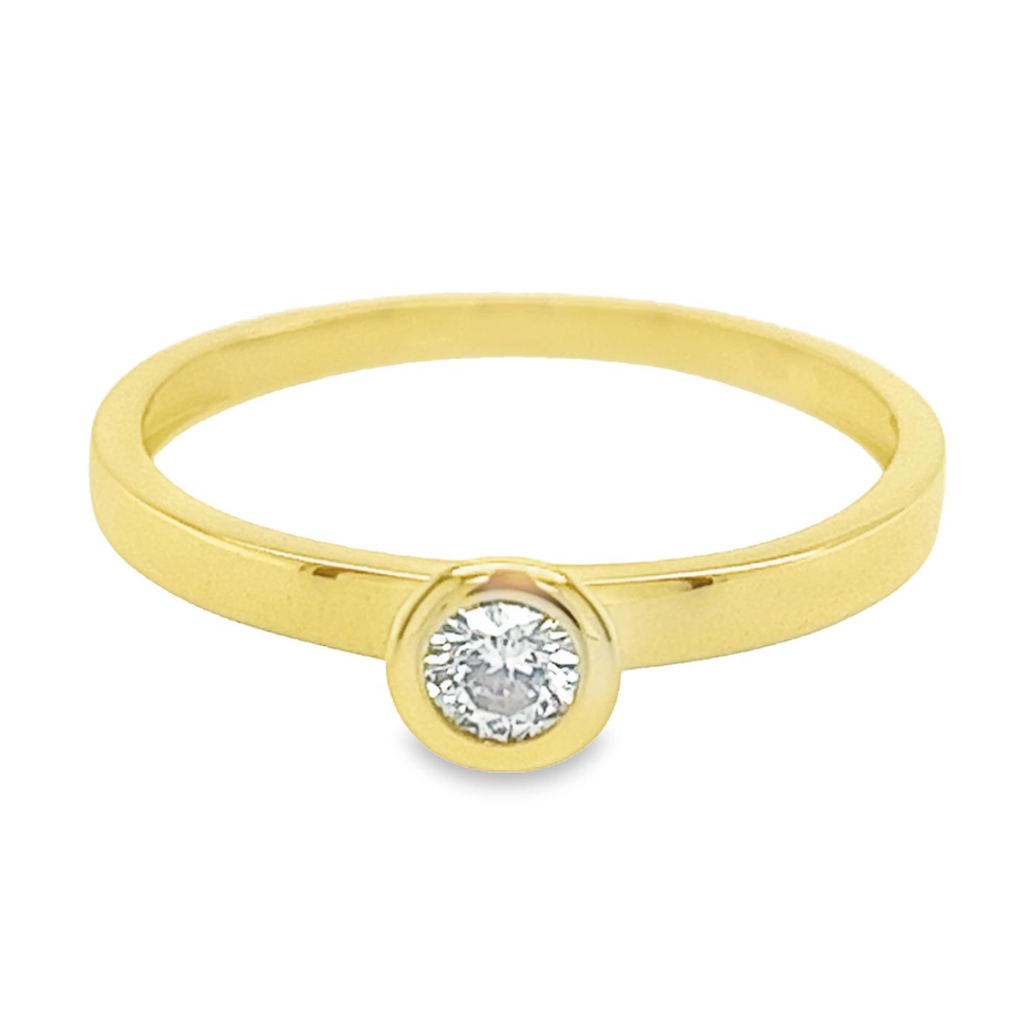 Geelgouden (aanschuif)ring met Zirkonia steen