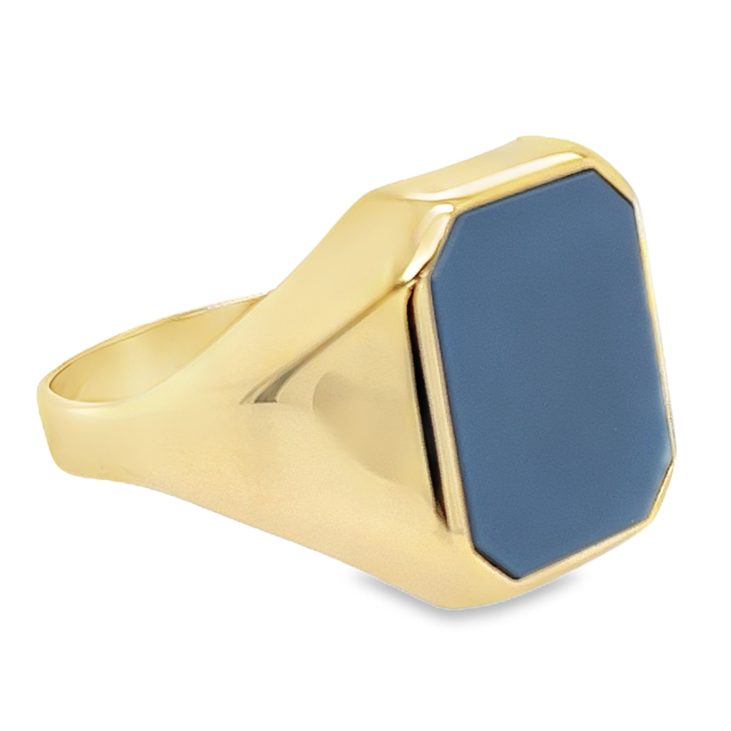 Geelgouden zegelring met Blauwe lagensteen