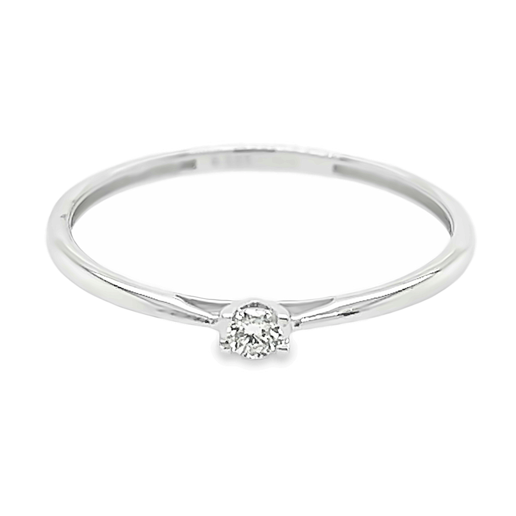 White gold solitaire ring with diamond 0.05 carats