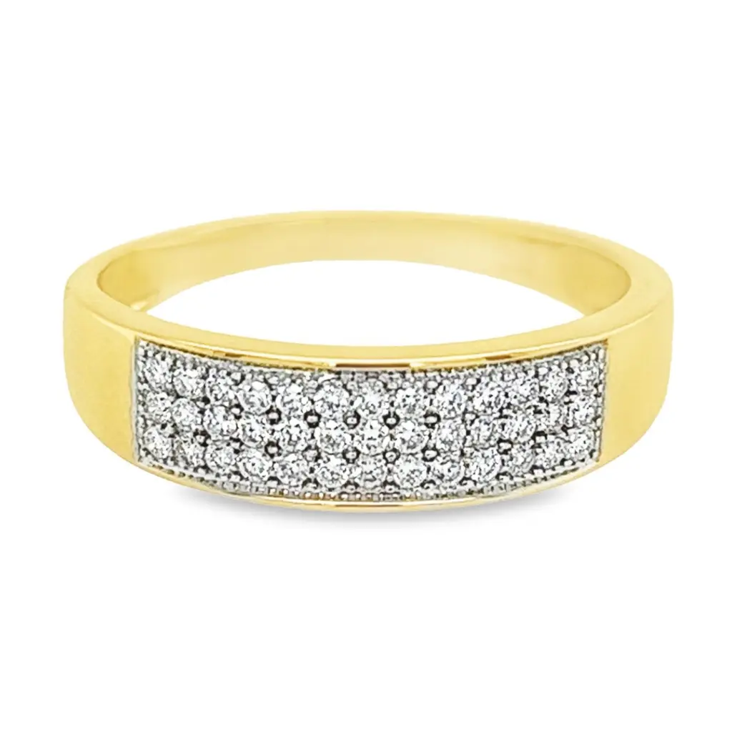 Yellow gold row ring with diamond 0.25 carats