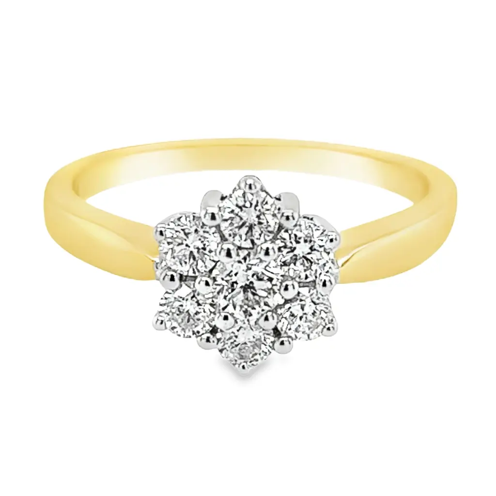 Bicolor gold entourage ring with diamond 0.65 carats